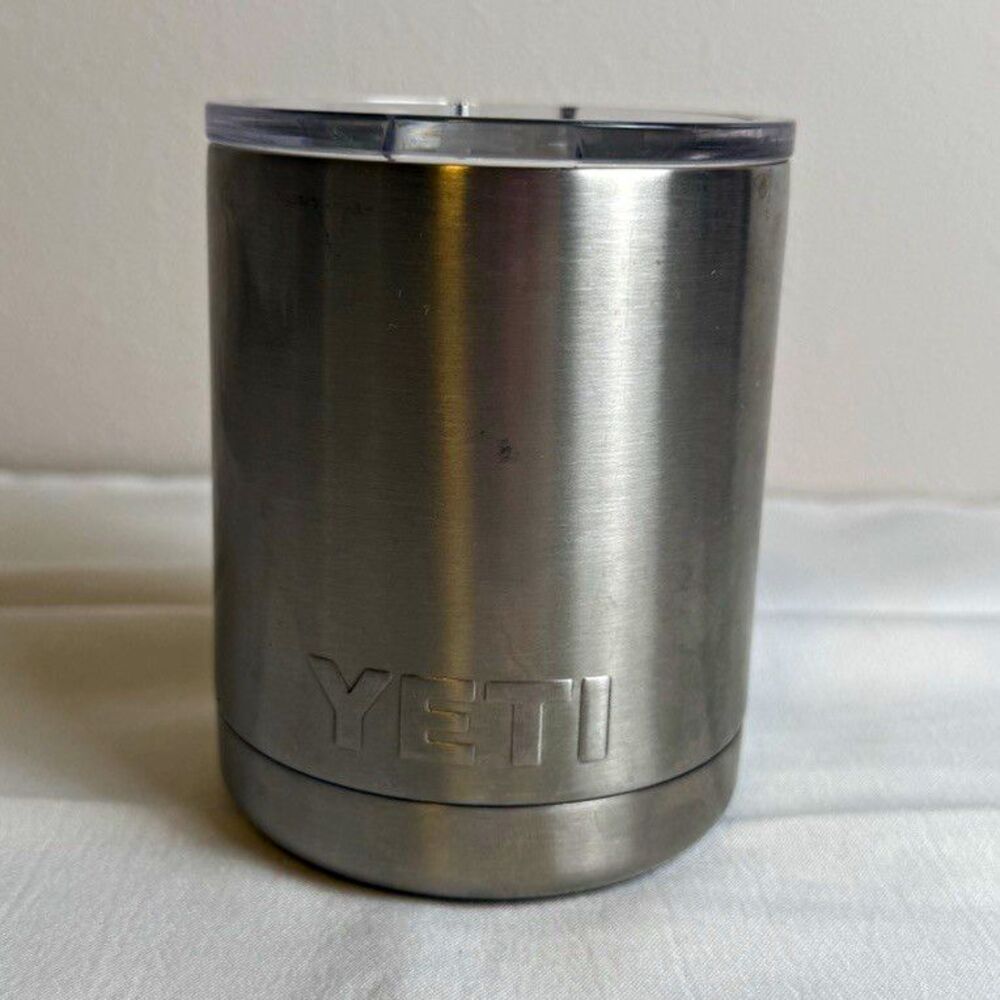 YETI Rambler 10 oz Stainless Steel Insulated Tumbler Drink-Through Lid Silver